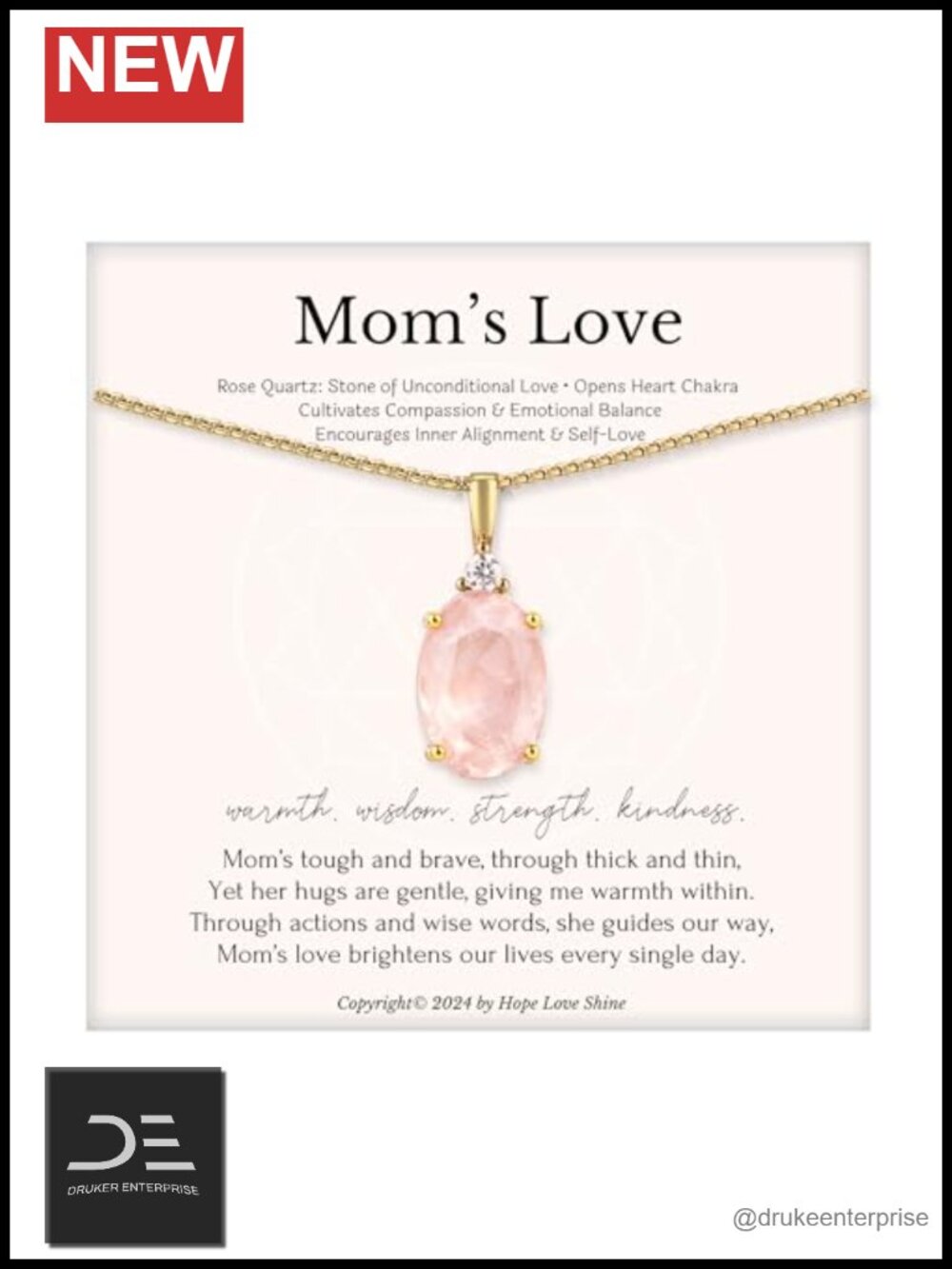 Gold Plated Rose Quartz Pendant Necklace, Mom Gift, 18k Chain